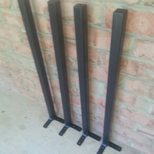 Black Powder Coated 29 Inch Straight Square Metal Leg - Per Leg