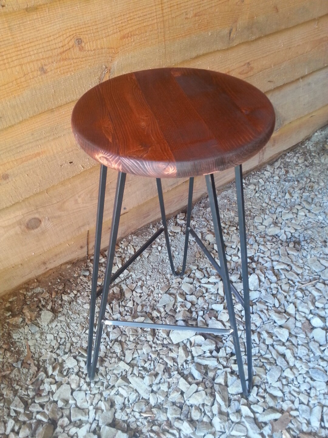 Hairpin Bar Stool Red Oak Top - Custom Heights Available - Etsy