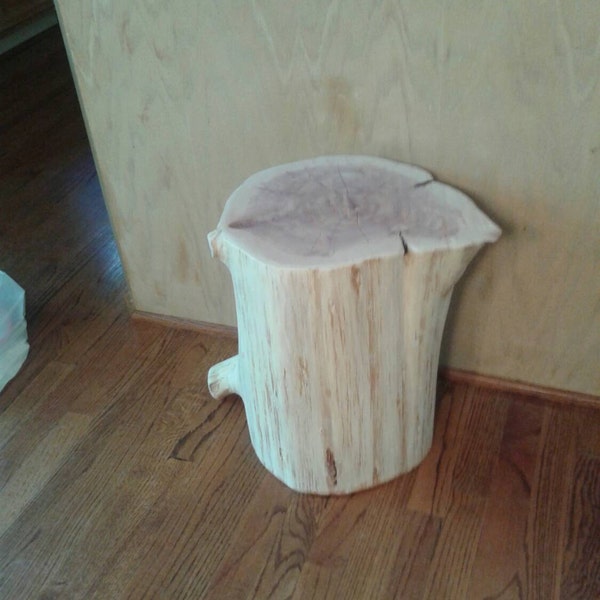 Short Fat Cedar Stump Stool table made from tree stump