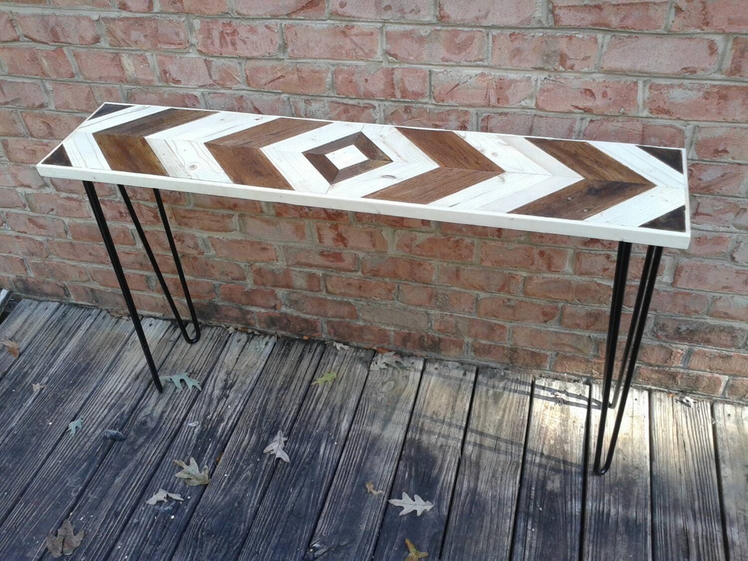 Stained Mirrored Chevron Style Console Table With Black - Etsy