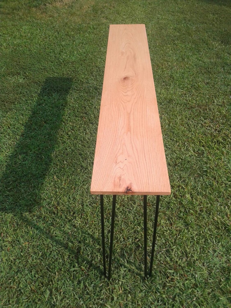 Beautiful Red Oak Console Table 28 black hairpin legs Etsy