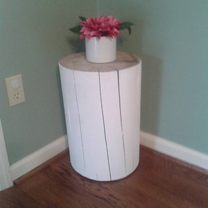 Painted White Stump Table Bedside Table Sofa Table Stump Stool - 8-9&quot; diameter Custom Heights Available
