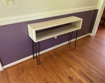 Beautiful Poplar TV Stand Media Center with black hairpin legs