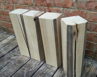 Cracked log table legs set of 4 - adjustable - reclaimed wood