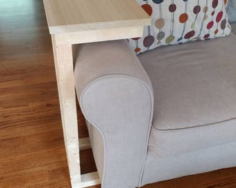 Natural wood couch arm table
