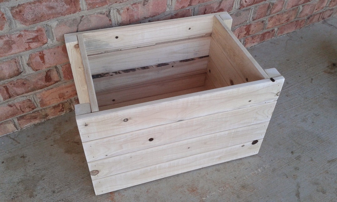 White Pine Toy Storage Box Rustic Toy Box, Rustic Crate, Wooden Crate
