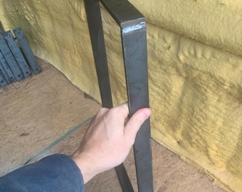 One Trapezoid Flat Metal Bench Table Leg - Beeswax coating optional - Per Leg