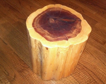 Può includere: Un ceppo di legno naturale con un esterno marrone chiaro e un centro marrone scuro. Il ceppo è liscio e lucido, e ha un aspetto naturale e rustico.