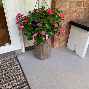 Rustic Weathered Gray Poplar Flower Pot Stand - 6-7" diameter Custom Heights Available image 7