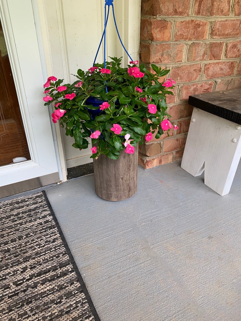 Rustic Weathered Gray Poplar Flower Pot Stand - 6-7" diameter Custom Heights Available image 7