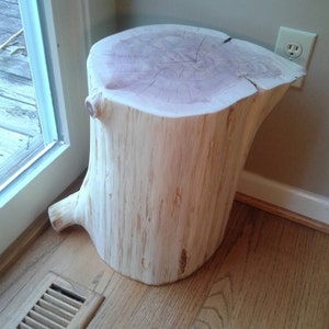 Short Fat Cedar Stump Stool Table 12" - 14" wide - Custom Heights Available