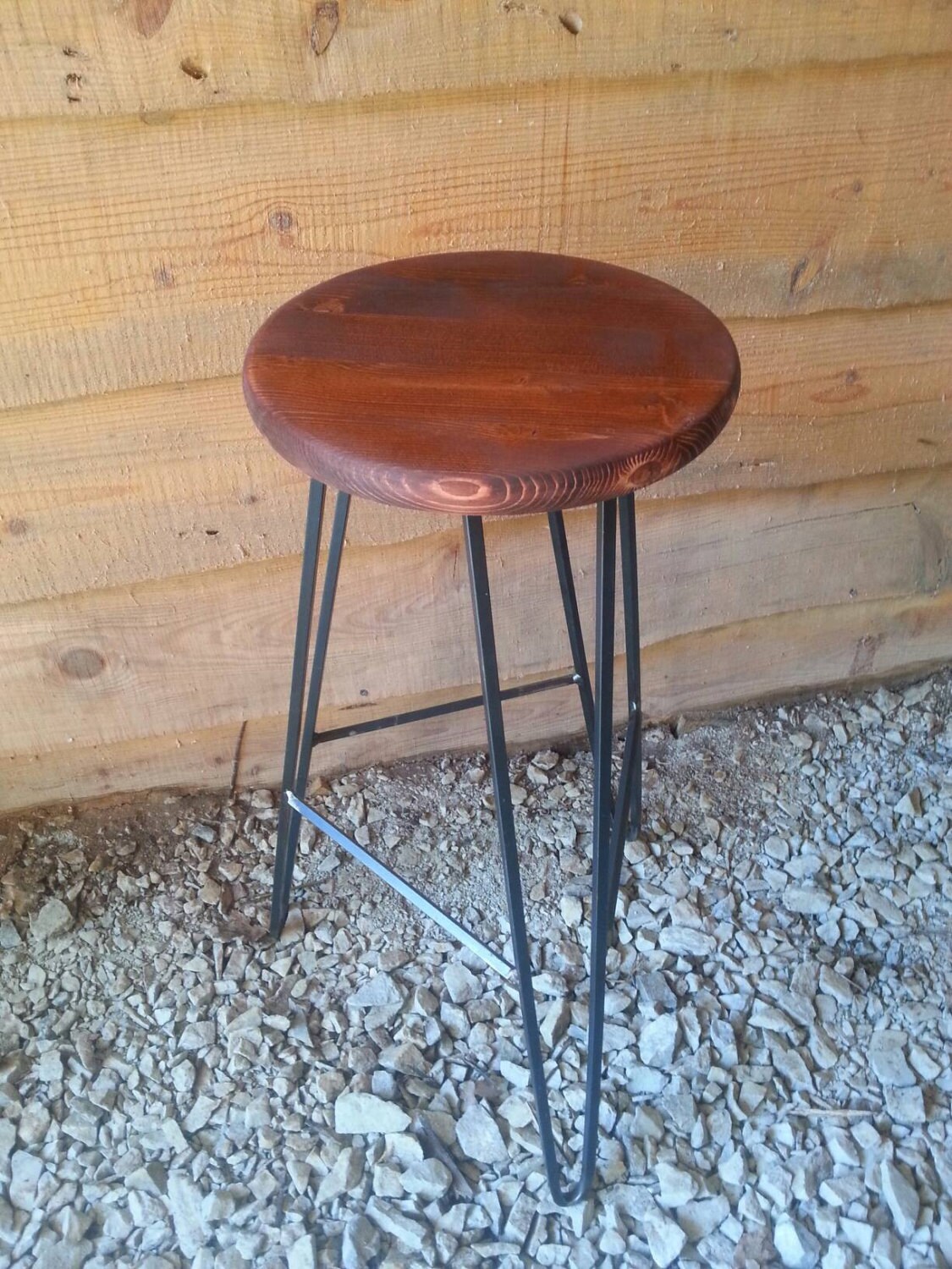 Hairpin Bar Stool Red Oak Top - Custom Heights Available - Etsy