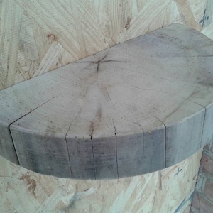 Log Slice Shelf - Weathered Gray Edge Poplar on Thick Handmade Bracket
