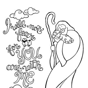 Good Shepherd  coloring page in two sizes: 8.5X11 and Bible journaling tip-in 6X8