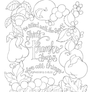 Give Thanks For All Things  coloring page in two sizes: 8.5X11 and Bible journaling tip-in 6X8