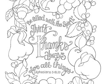 Give Thanks For All Things Coloring Page In Two Sizes: 8.5X11 - Etsy  Singapore