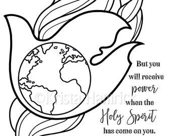 Be My Witness / Acts 1:8  coloring page in two sizes_ 8.5X11, Bible journaling tip-in 6X8