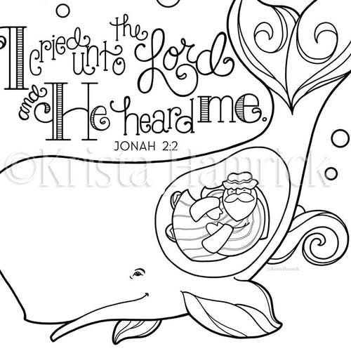 jonah and the whale coloring page 8 5x11 bible journaling etsy