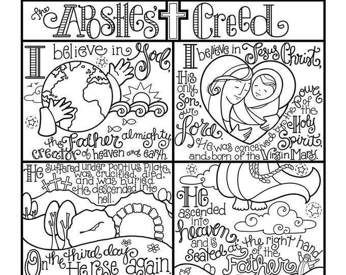 Apostles&rsquo; Creed Memory Coloring Collection/ Includes 9 Coloring Pages