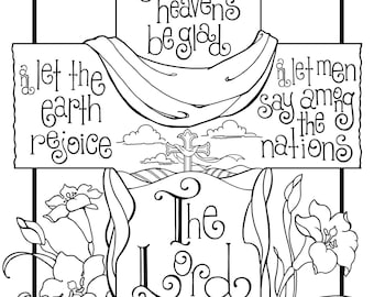 Let the Earth Rejoice / 1 Chronicles 16:31   coloring page in two sizes_ 8.5X11, Bible journaling tip-in 6X8