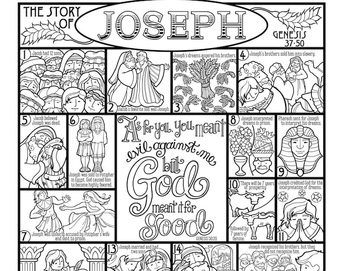 The Story of Joseph Coloring Page in Three Sizes: 8.5X11 - Etsy