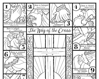 The Way of the Cross-- coloring page and bookmarks