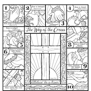 The Way of the Cross-- Coloring Page and Bookmarks - Etsy