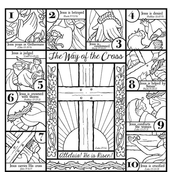 The Way of the Cross-- coloring page and bookmarks