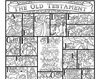 Altes und Neues Testament (BEIDE Designs enthalten!) Ausmalseiten in jeweils drei Größen: 8,5X11, 8X10, 6X8 für Bibel-Journaling Tip-in