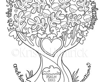 His Truth Endureth to all Generations  coloring page in two sizes: 8.5X11, Bible journaling tip-in 6X8