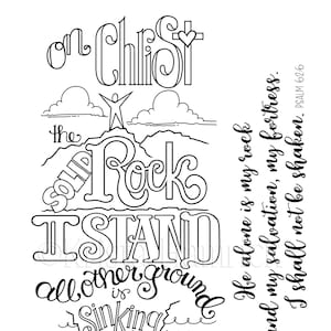 On Christ the Solid Rock I Stand - Ausmalbild und Lesezeichen