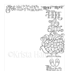 Moses and the Burning Bush  Bible Journaling traceable size 6X8