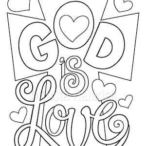 God is Love /  Love One Another  2 coloring pages for children