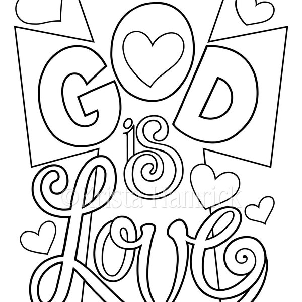 God is Love /  Love One Another  2 coloring pages for children