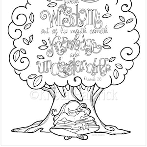 Wisdom/Proverbs 2:6 coloring page in two sizes_ 8.5X11, Bible journaling tip-in 6X8