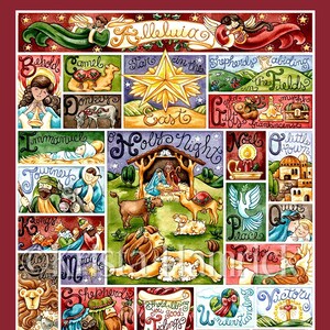 ART PRINT  Nativity Alphabet-- original art print 8X10, 11X14