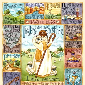 ART PRINT  Psalm 23-- original art print 8X10, 11X14