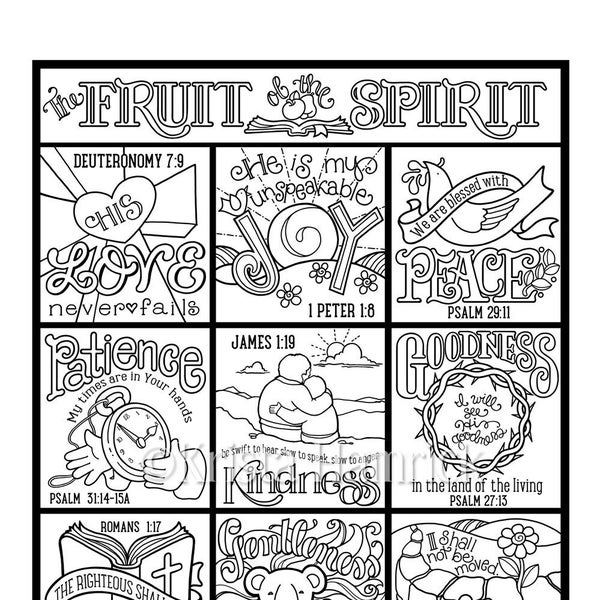 The Fruit of the Spirit  Coloring Collection/  Includes 10 coloring pages plus a title page for a booklet