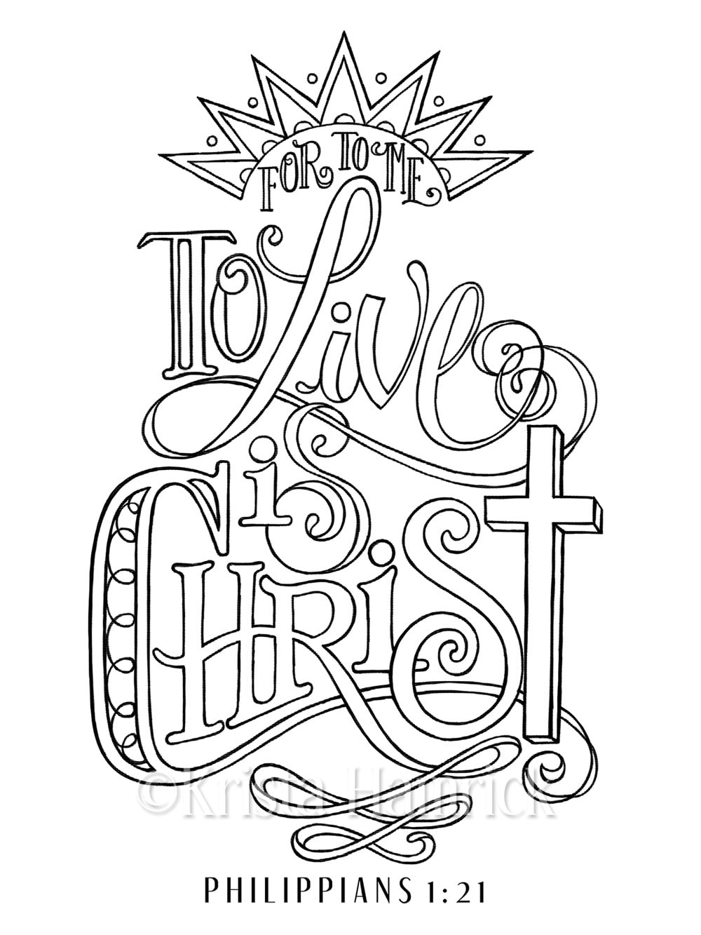 To Live is Christ coloring page in two sizes: 8.5X11 Bible - Etsy España