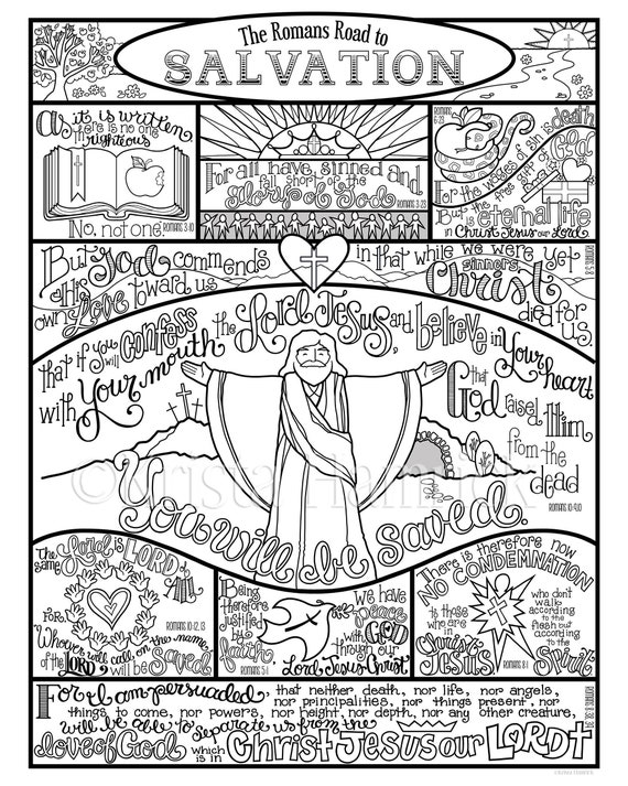 The Romans Road To Salvation Coloring Page In Three Sizes Etsy Finland
