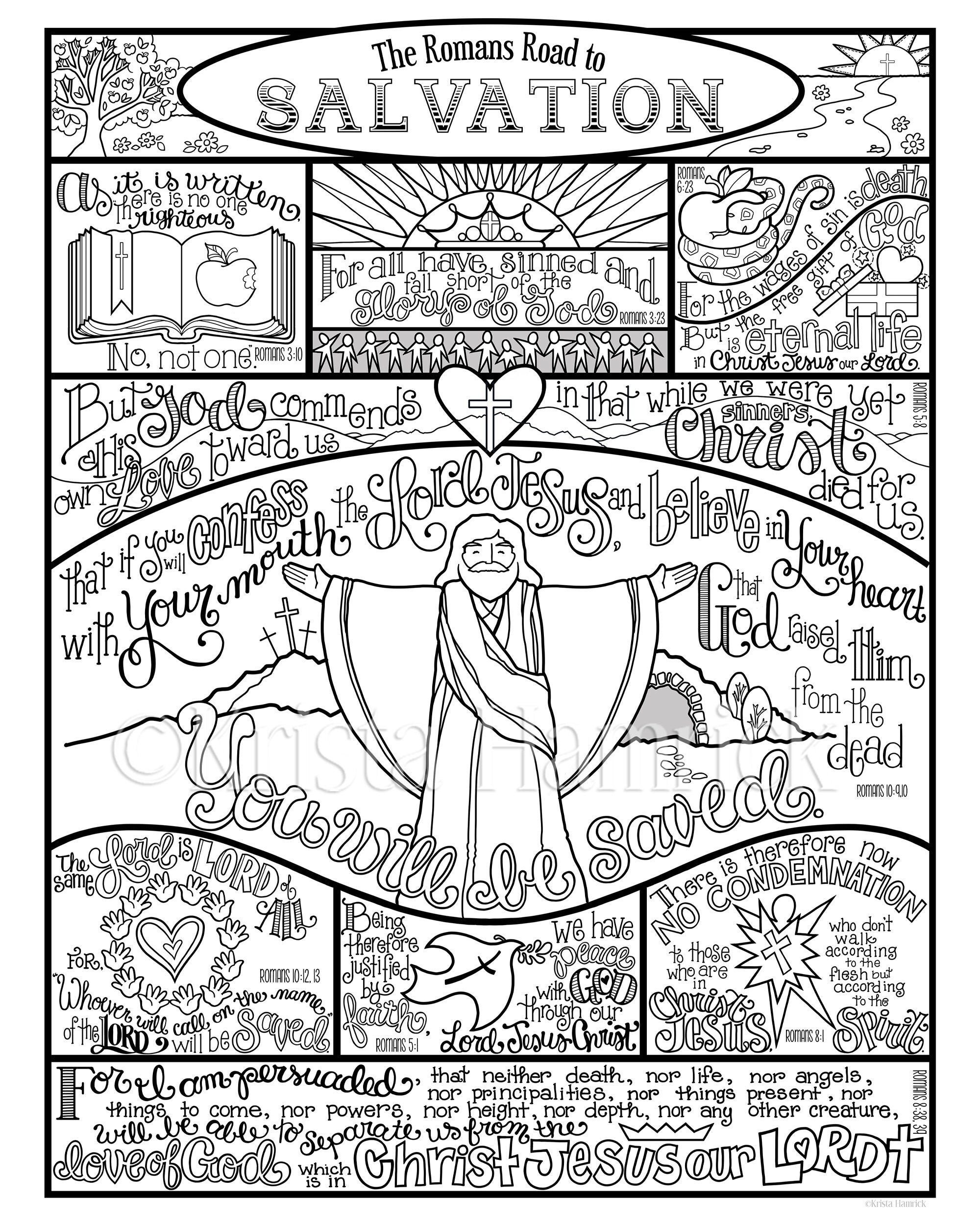 The Romans Road To Salvation Coloring Page In Three Sizes Etsy UK