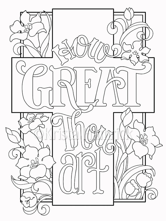 How Great Thou Art Coloring Page In Two Sizes 8 5x11 Bible Etsy