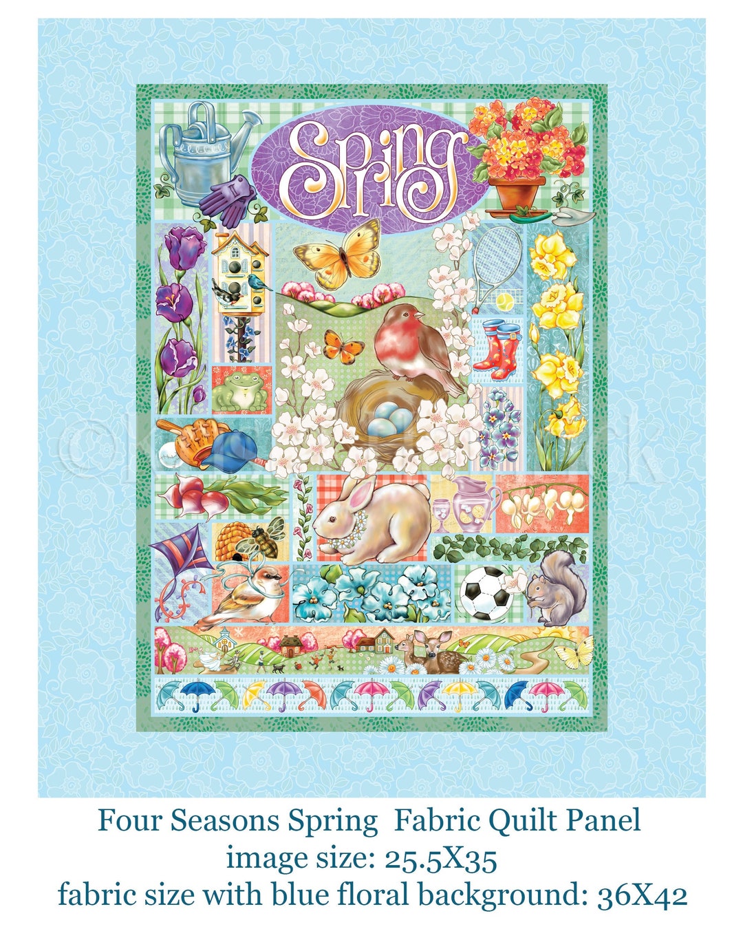 Spring Fabric Panel Patterns FABRIC PANEL Four Seasons Spring Cotton Quilt Fabric Panel Overall ...