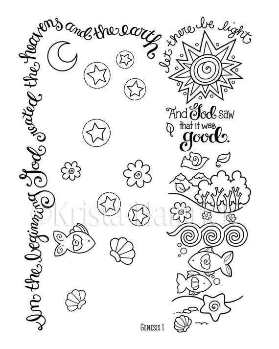 In the Beginning Genesis 1 Bible Journaling traceable size 6X8