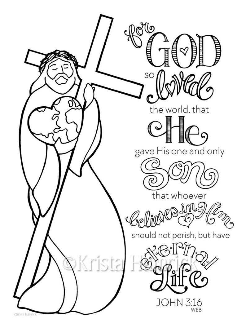 48 Bible Coloring Pages John 3 16 For Free