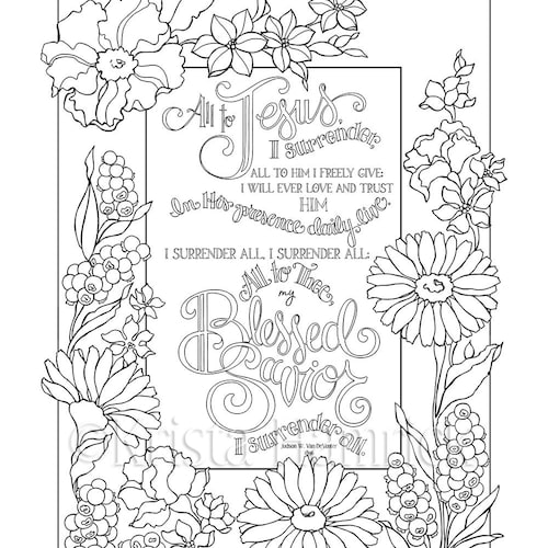 I Surrender All Coloring Page in Two Sizes: 8.5X11 Bible - Etsy Australia