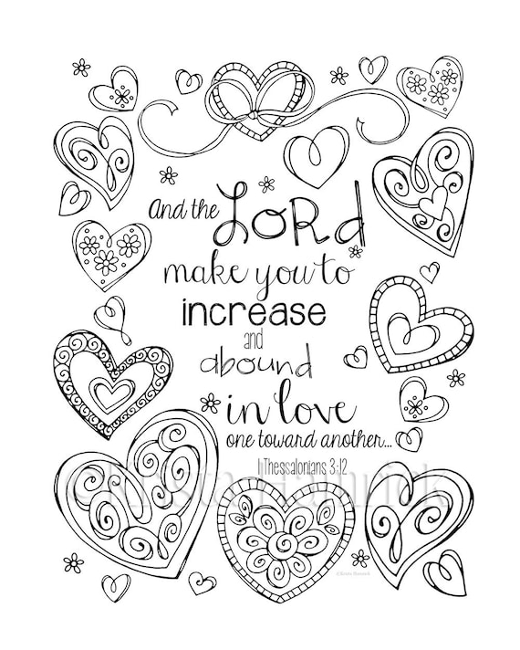 Increase And Abound In Love Coloring Page In Two Sizes Etsy