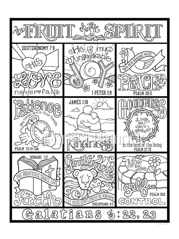 The Fruit Of The Spirit Coloring Page In Three Sizes 8 5x11 Etsy