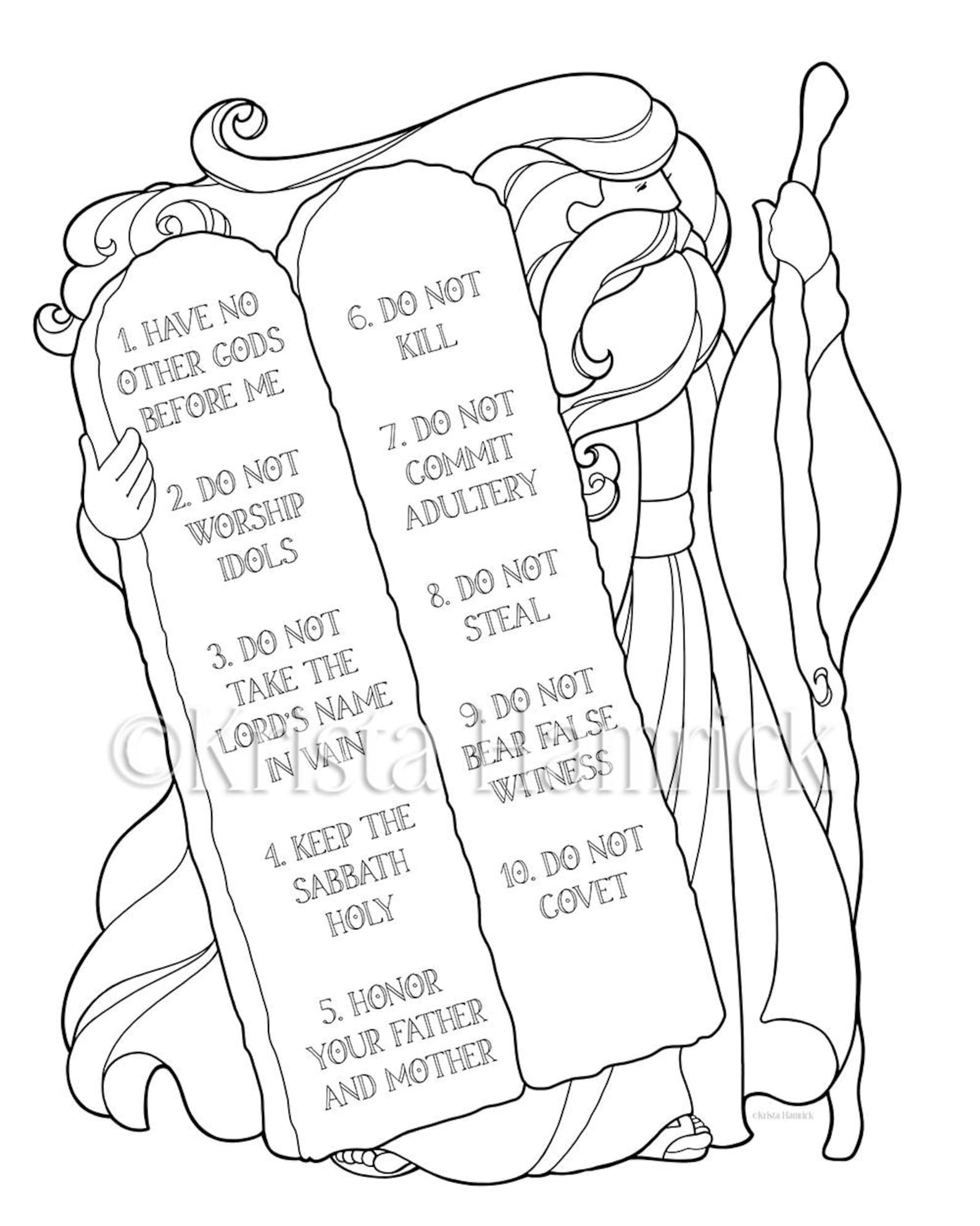 The Ten Commandments Memory Coloring Collection Includes 14 Etsy