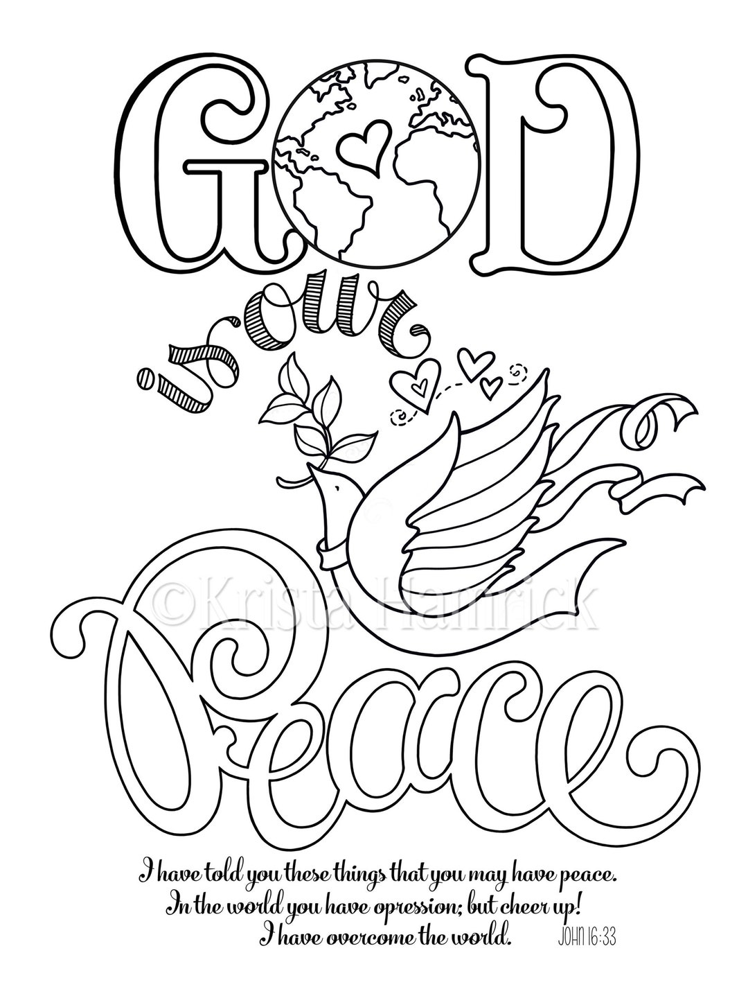 God Is Our Peace Coloring Page 8 5X11 Bible Journaling Tip in Etsy